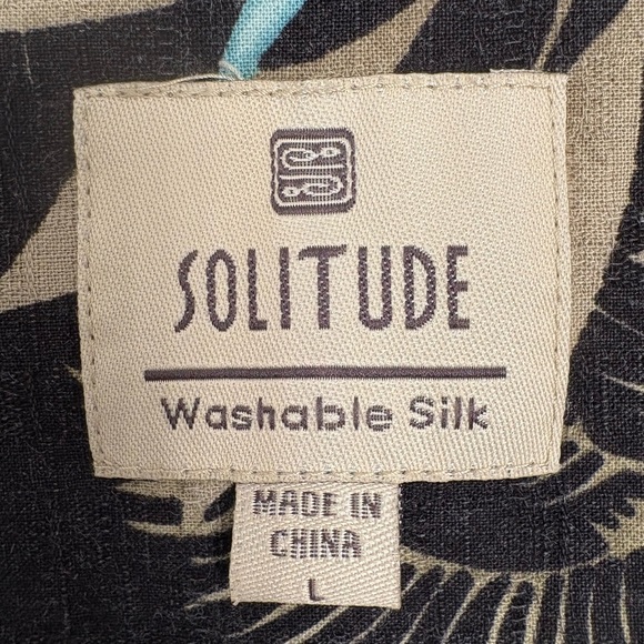 Solitude Mens Button Up 100% Washable Silk Floral Hawaiian Cruise Shirt Large - Picture 3 of 11